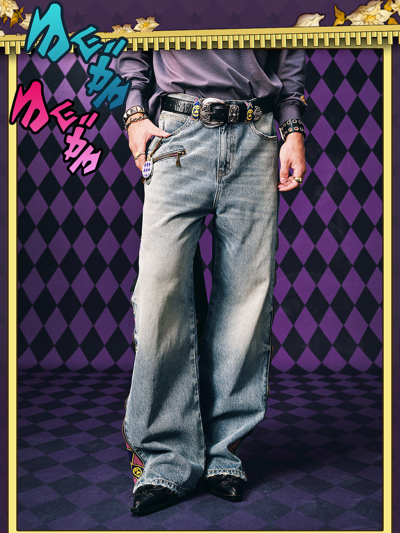 MEDM×JOJO's Bizarre Adventure Golden Wind Zipper jeans