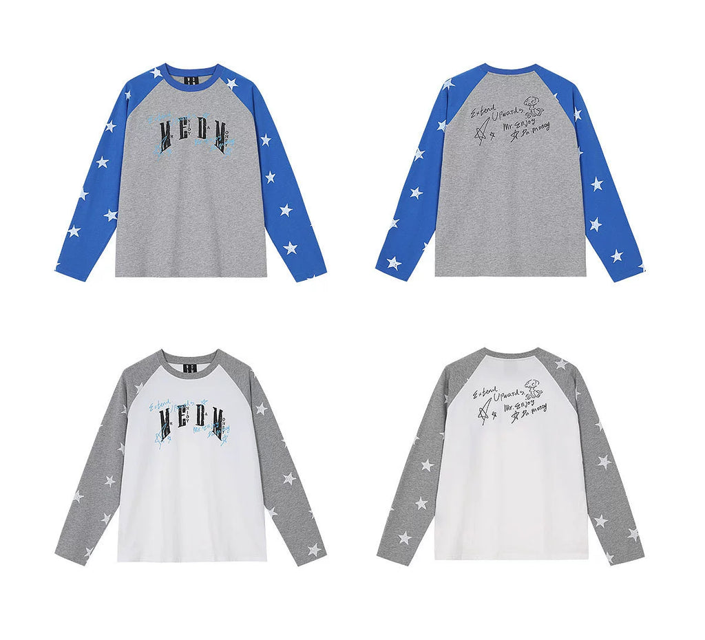 MEDM Spliced Star Pattern Long Sleeve