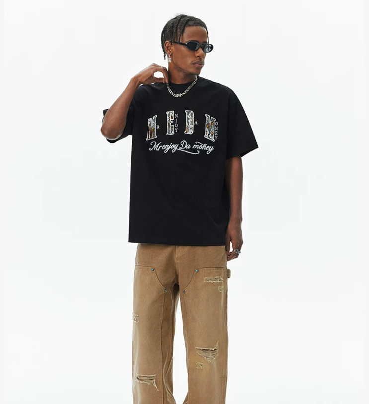 MEDM Lace Embroidery Lettering T-shirt