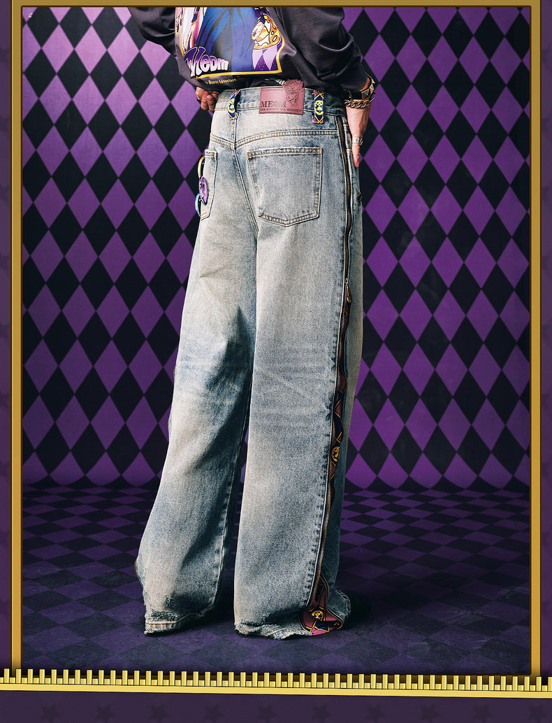 MEDM×JOJO's Bizarre Adventure Golden Wind Zipper jeans