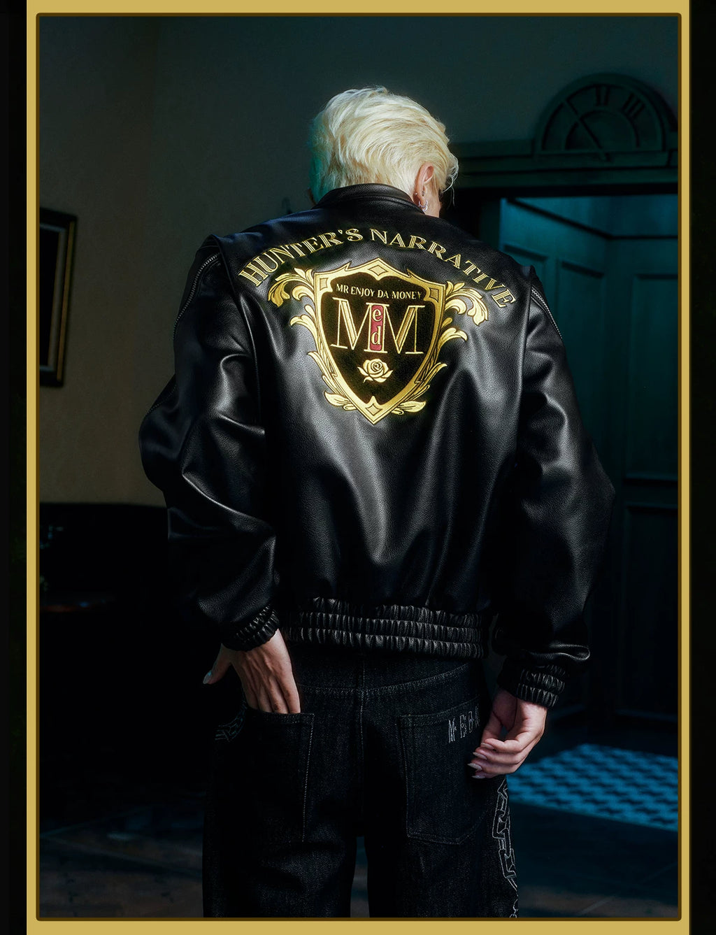 MEDM× Hunter PU leather jacket