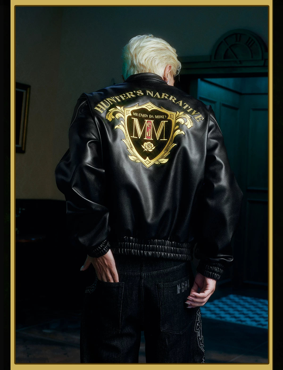 MEDM× Hunter PU leather jacket