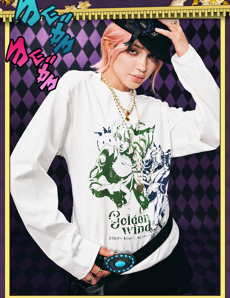 MEDM×JOJO's Bizarre Adventure Golden Wind Red and blue T-shirt