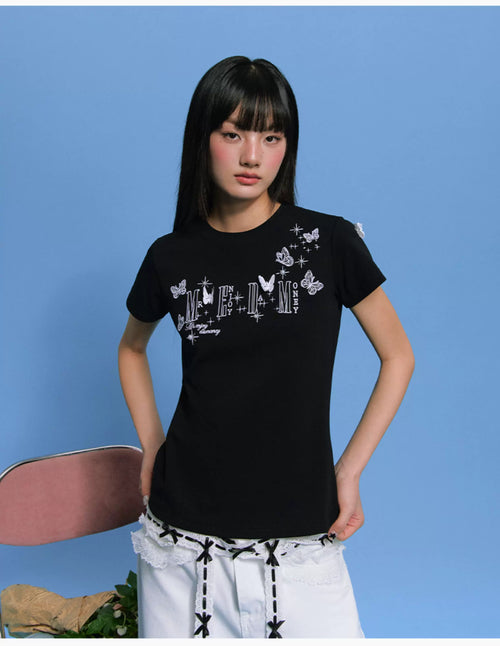 MEDM 3D Butterfly Embroidery T-shirt