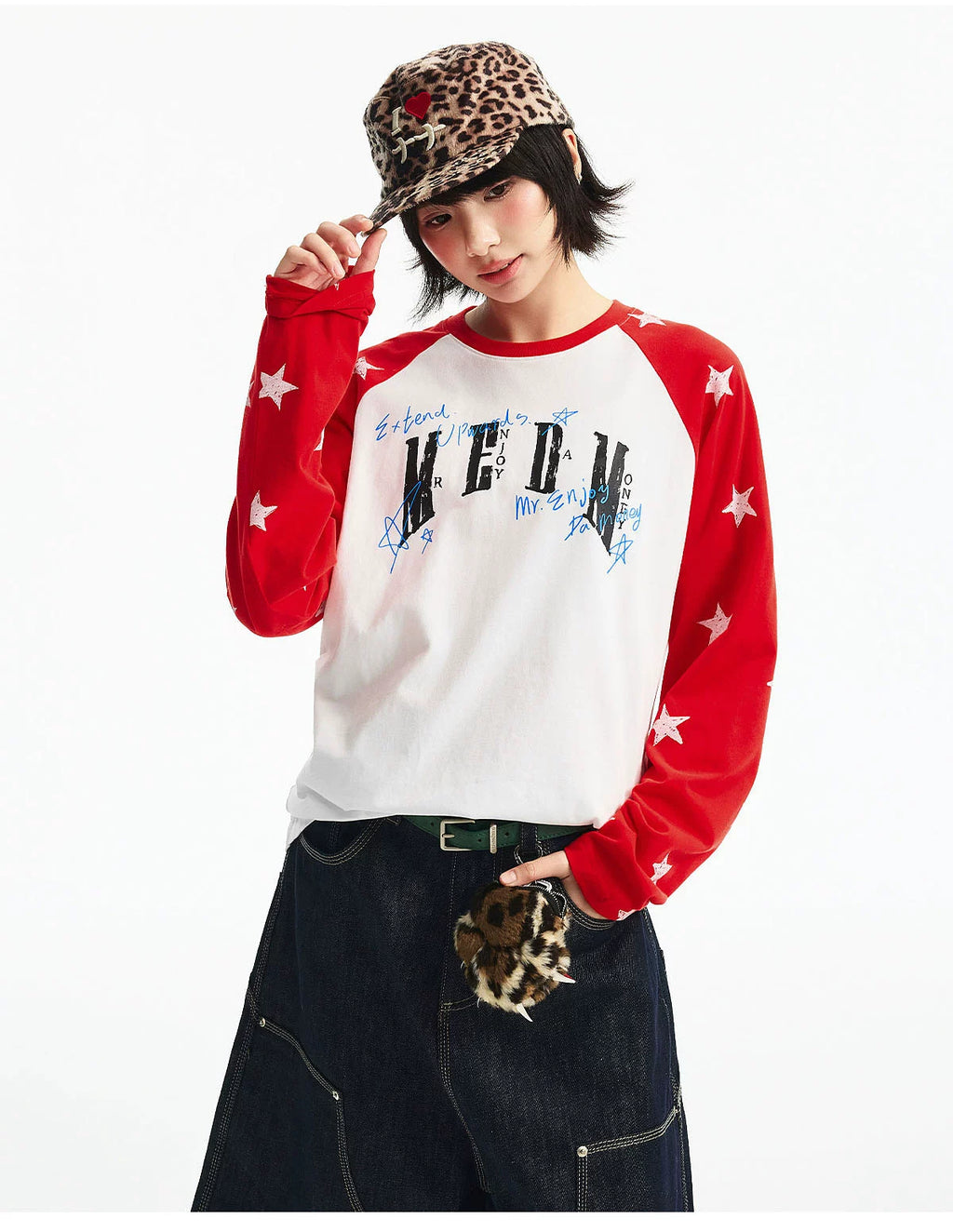MEDM Spliced Star Pattern Long Sleeve