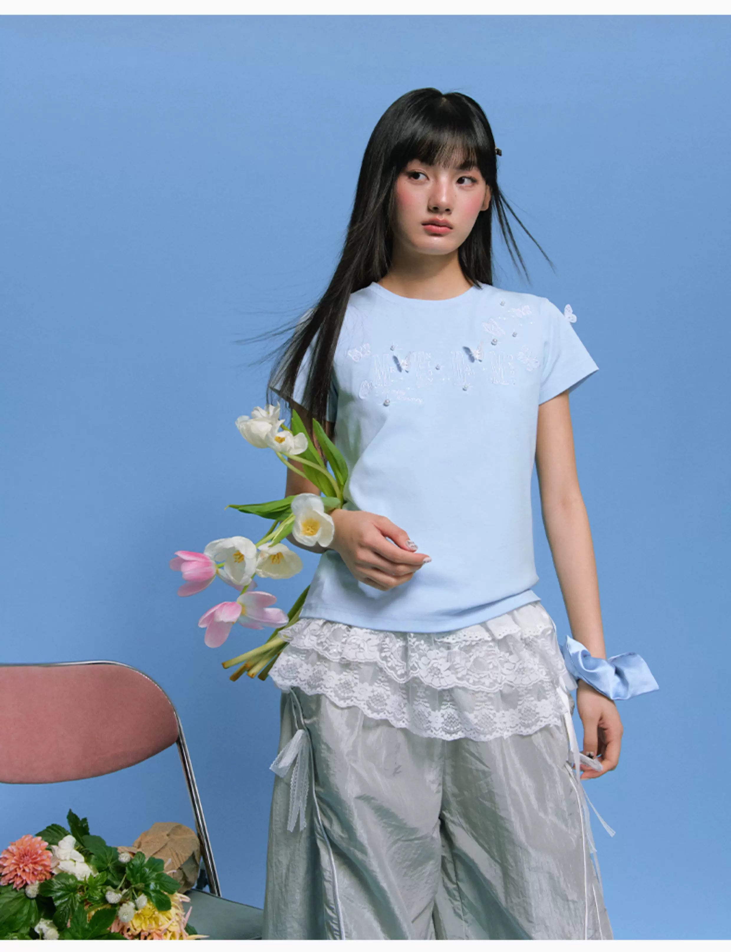 MEDM 3D Butterfly Embroidery T-shirt