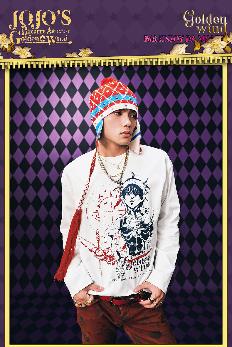 MEDM×JOJO's Bizarre Adventure Golden Wind Red and blue T-shirt
