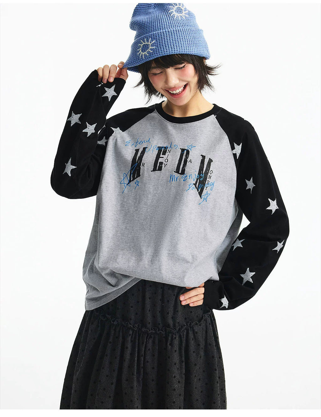 MEDM Spliced Star Pattern Long Sleeve