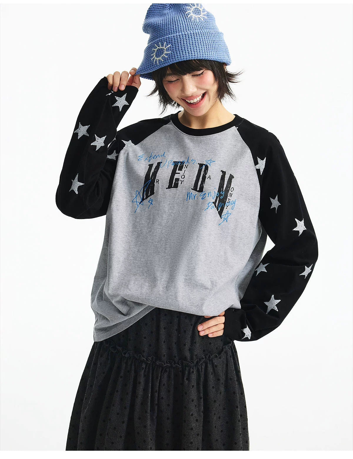 MEDM Spliced Star Pattern Long Sleeve
