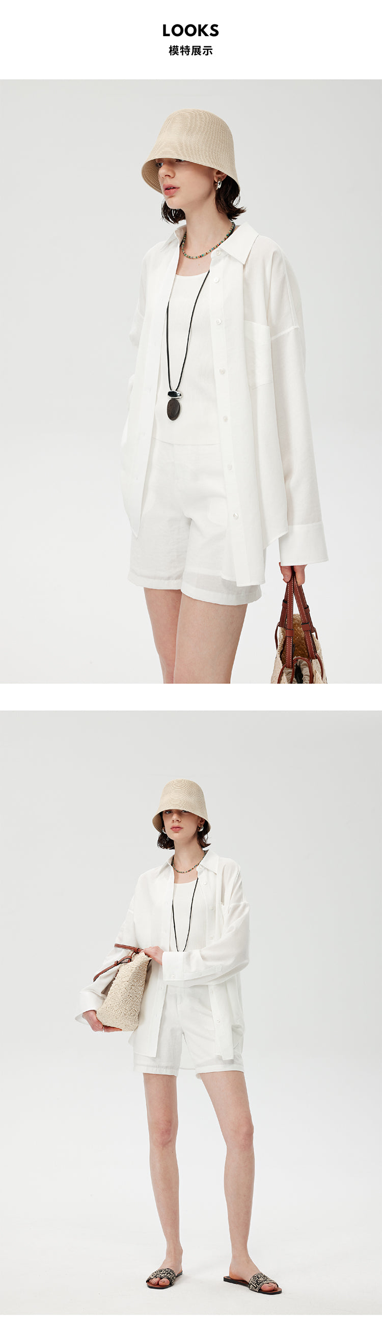 CHENE YI Linen Sun Protection Shirt and Shorts Set
