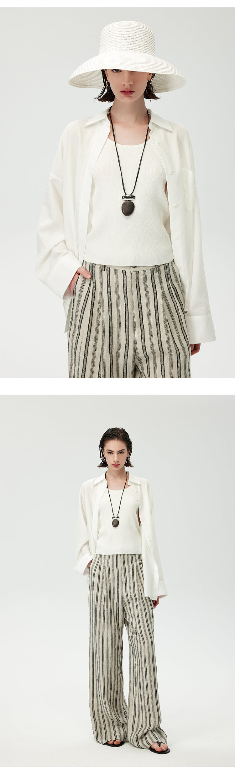 CHENE YI Linen Sun Protection Shirt and Shorts Set