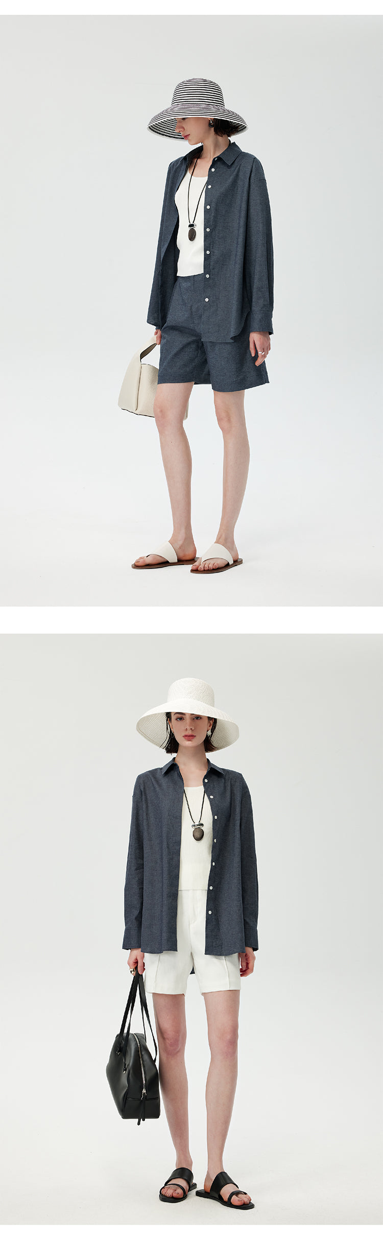 CHENE YI Hemp Shirt and Shorts Set
