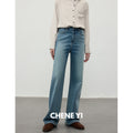 CHENE YI Washed Straight-Leg Jeans