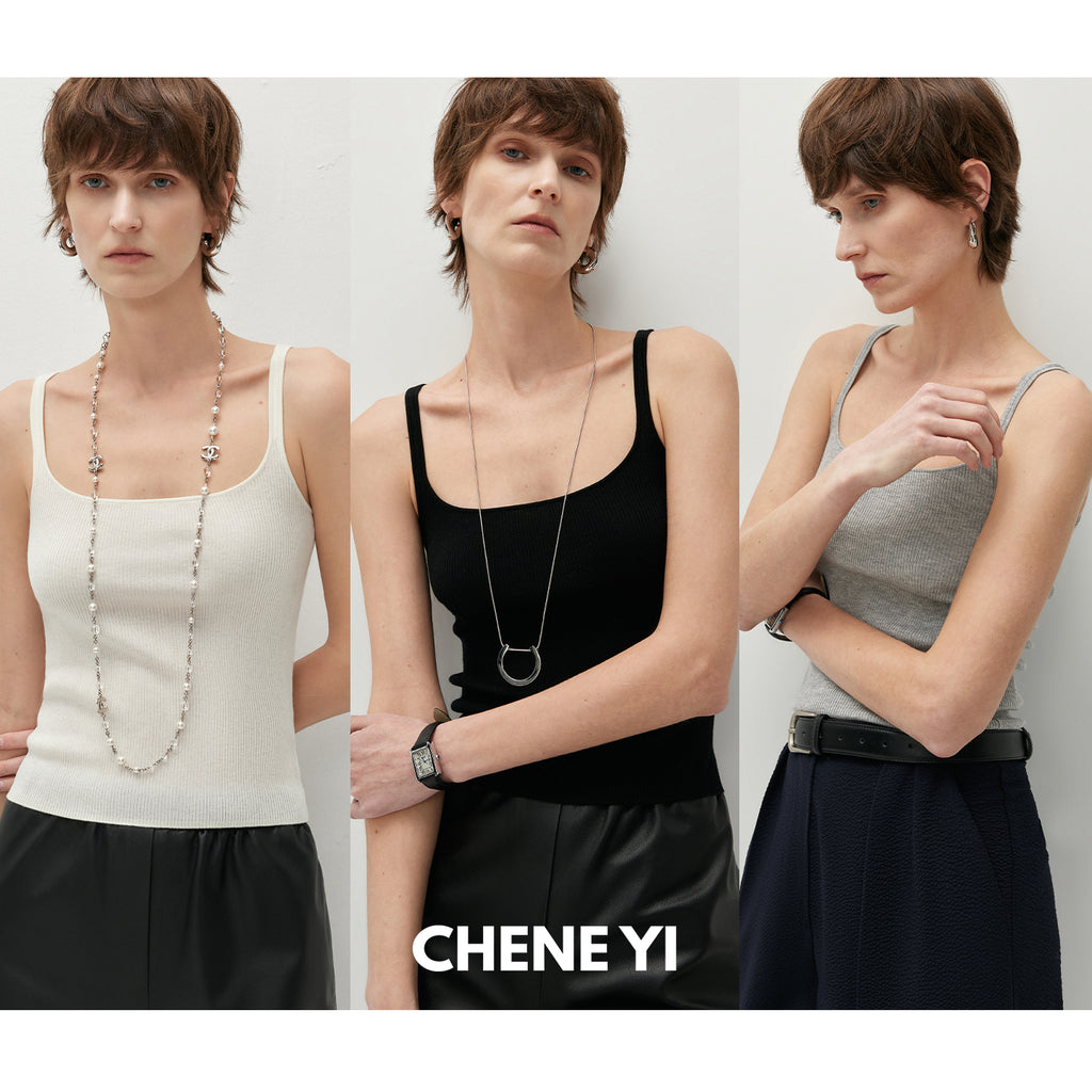 CHENE YI Tencel Cashmere U-shaped Vest