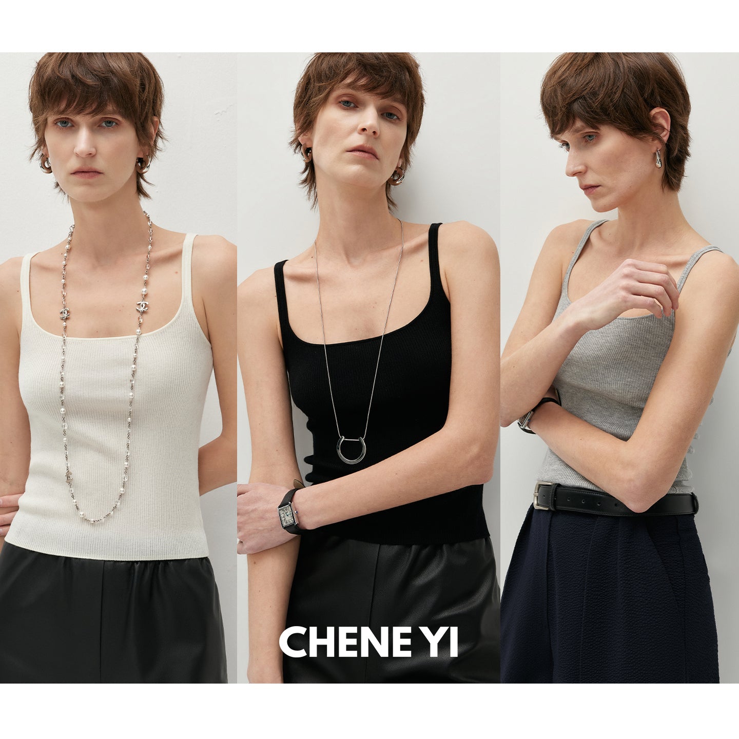 CHENE YI Tencel Cashmere U-shaped Vest