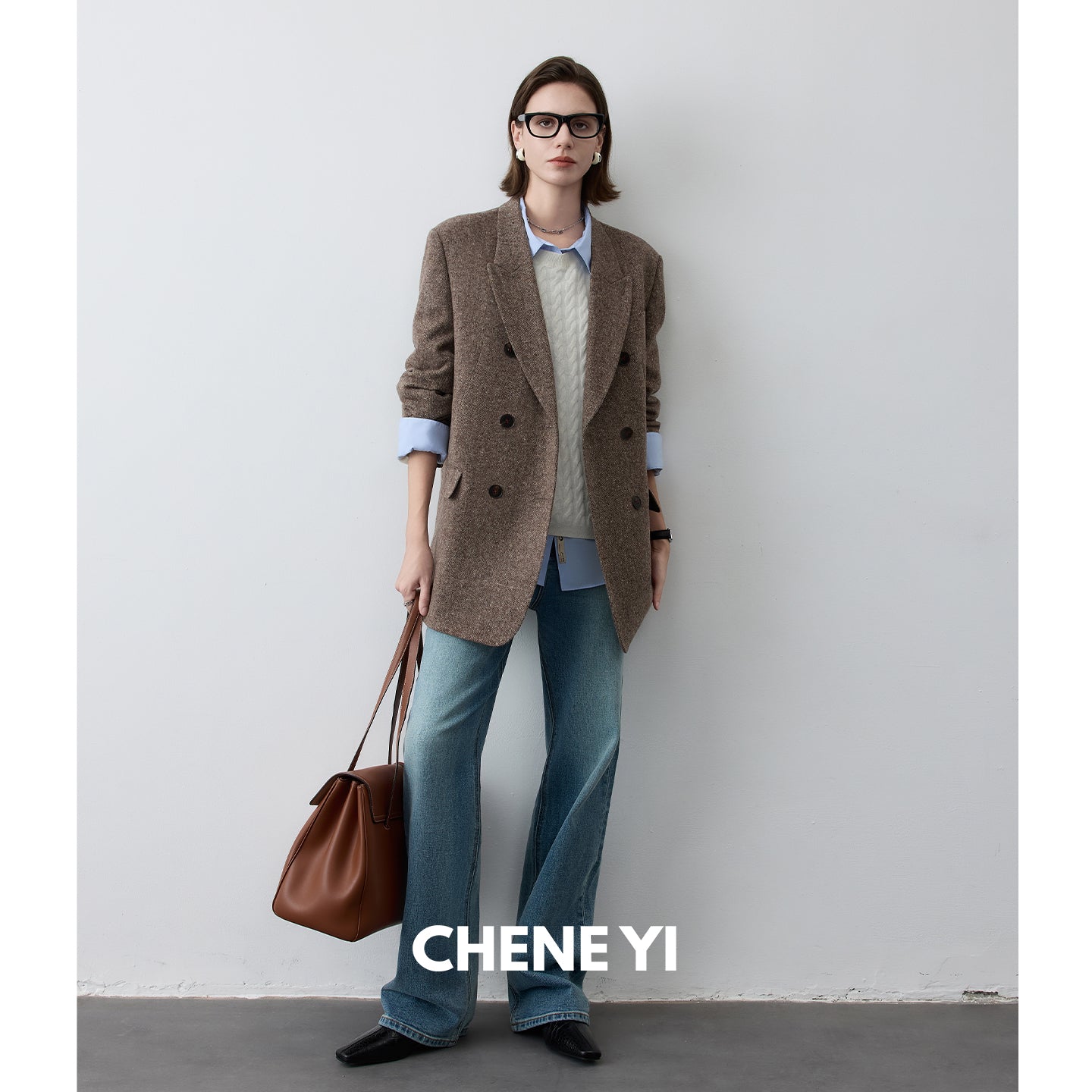 CHENE YI Washed Straight-Leg Jeans