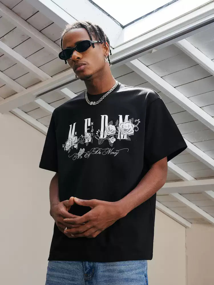 MEDM Rose Embroidery Beaded T-shirt