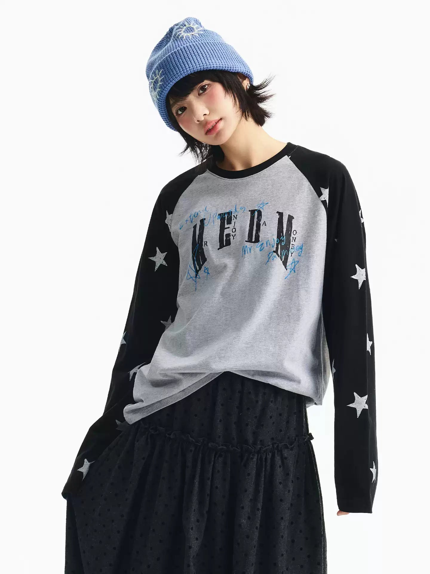 MEDM Spliced Star Pattern Long Sleeve