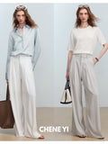 CHENE YI Long dress pants with three pleats