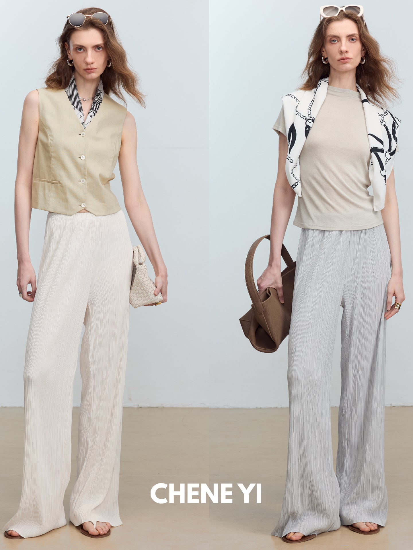 CHENE YI Miyake Pleated Long Pants