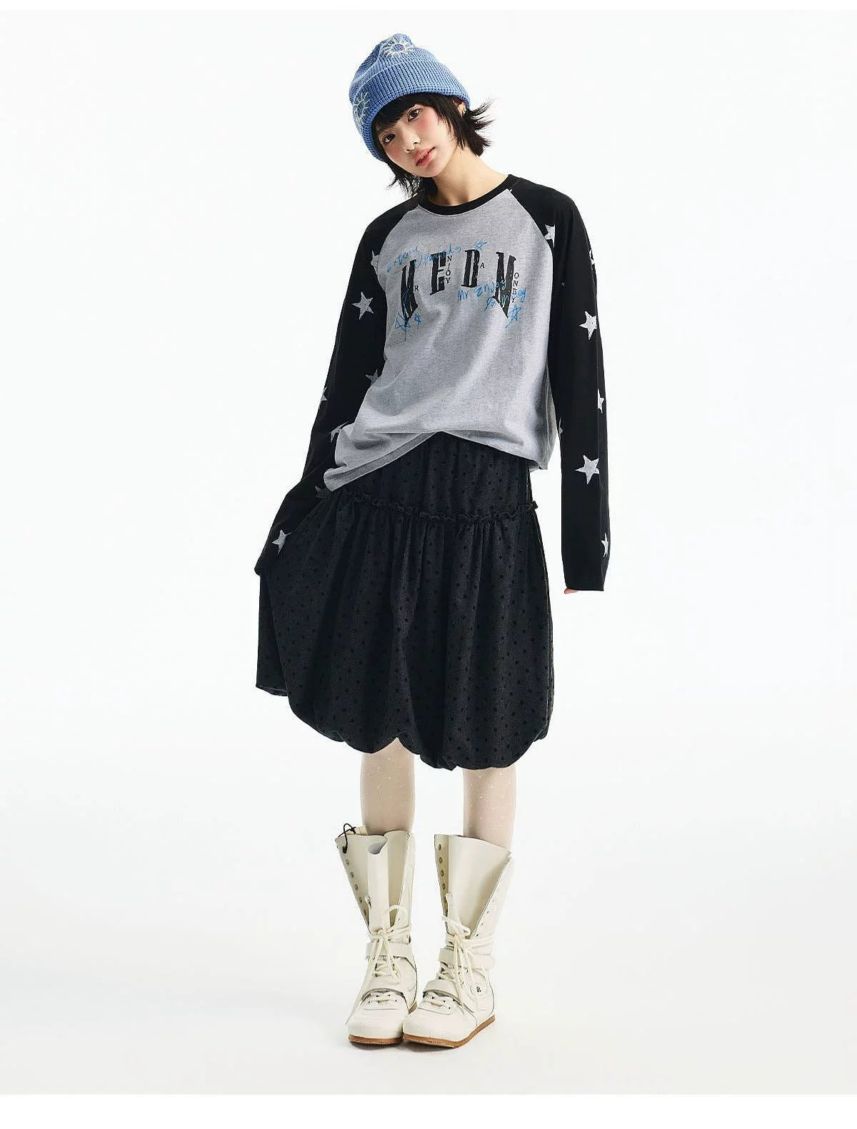 MEDM Spliced Star Pattern Long Sleeve