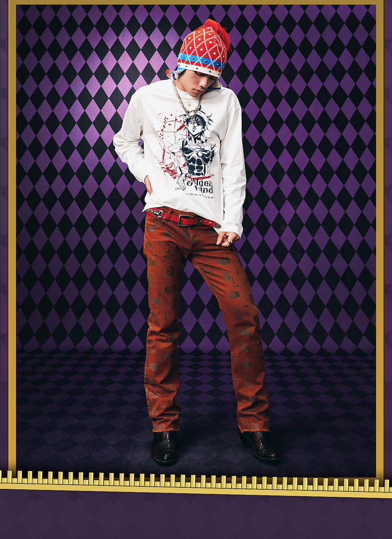 MEDM×JOJO's Bizarre Adventure Golden Wind Red and blue T-shirt