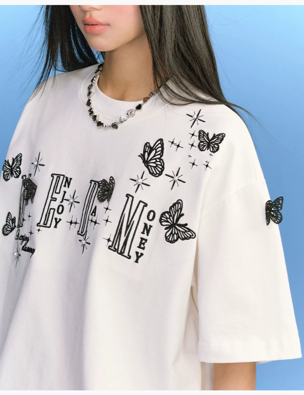 MEDM 3D Butterfly Embroidery T-shirt