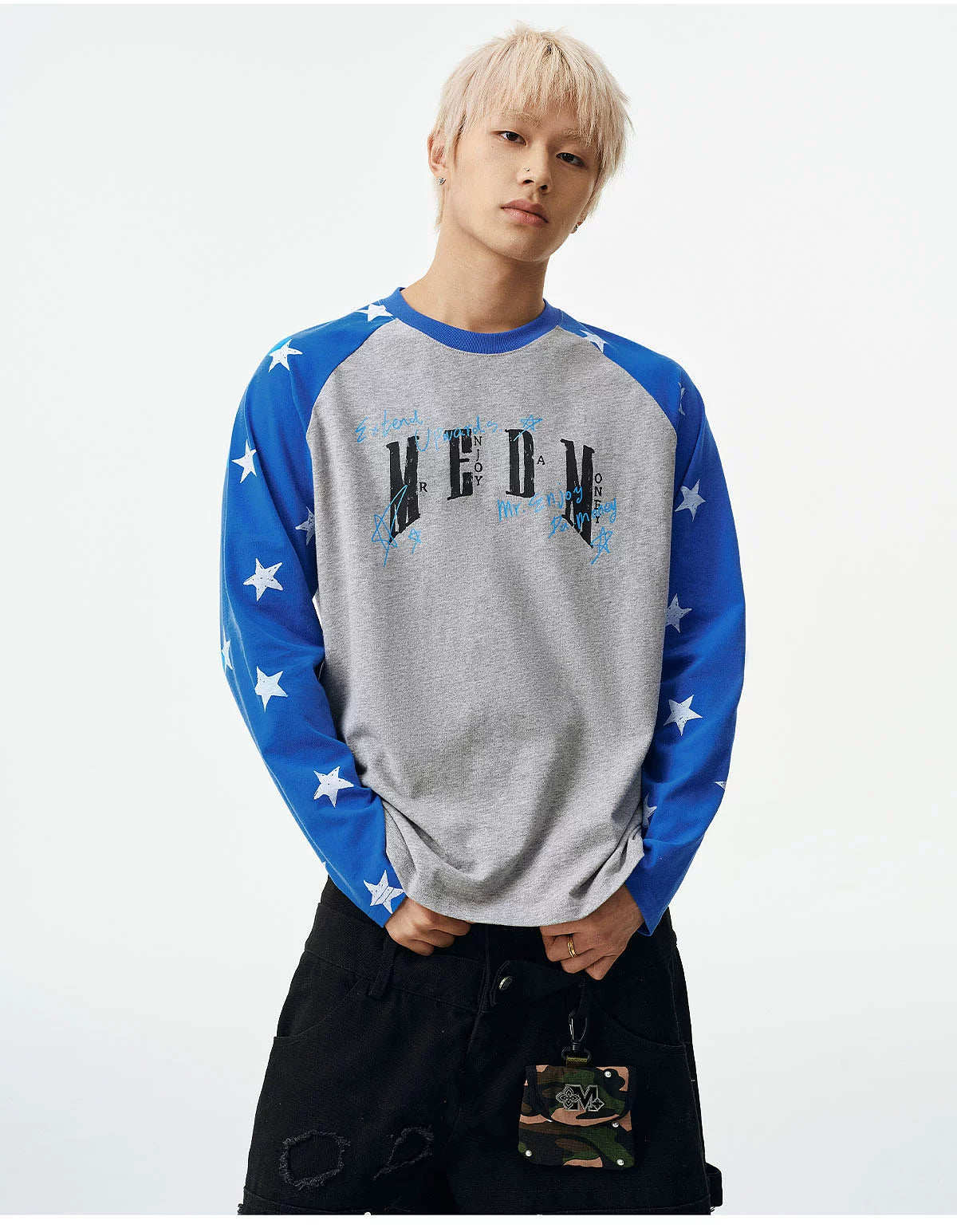 MEDM Spliced Star Pattern Long Sleeve