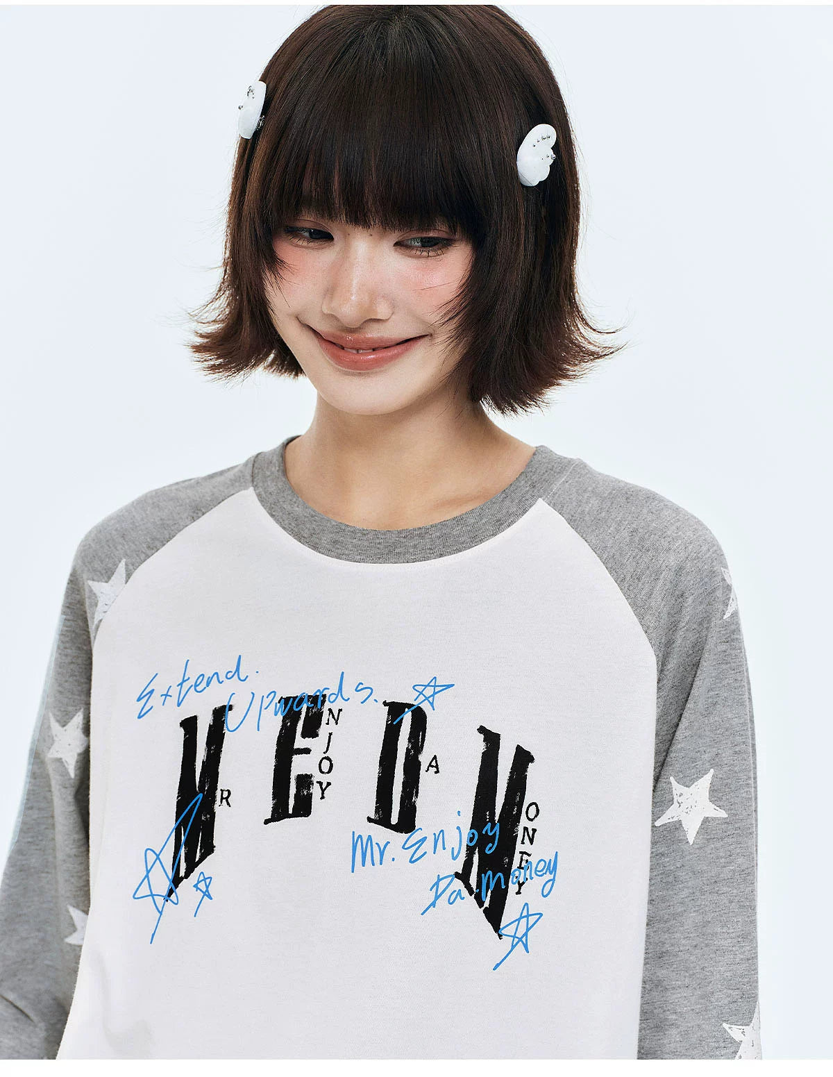 MEDM Spliced Star Pattern Long Sleeve