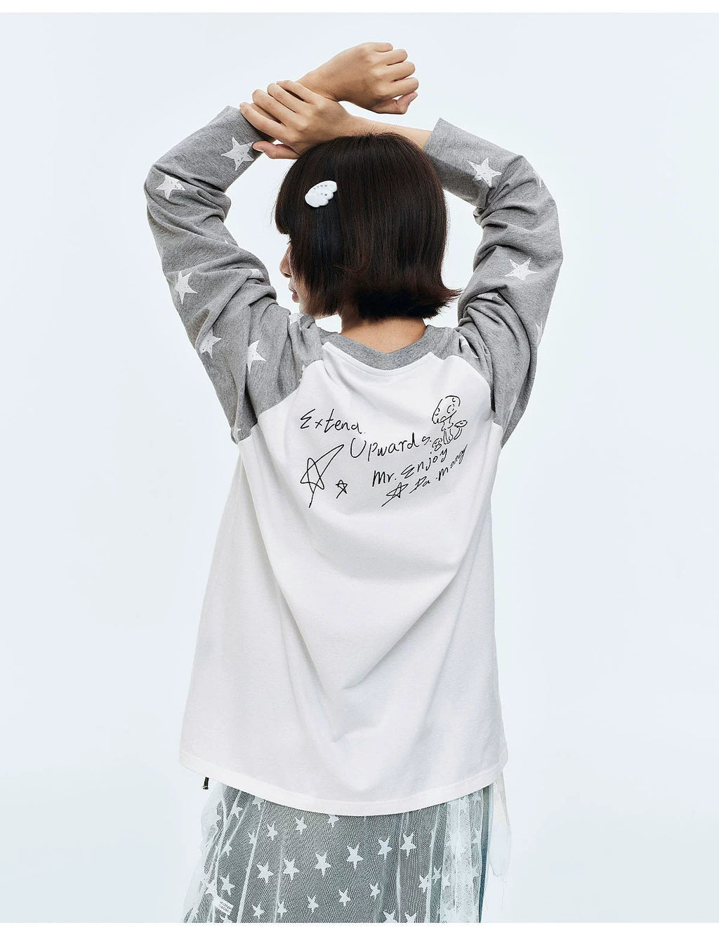 MEDM Spliced Star Pattern Long Sleeve