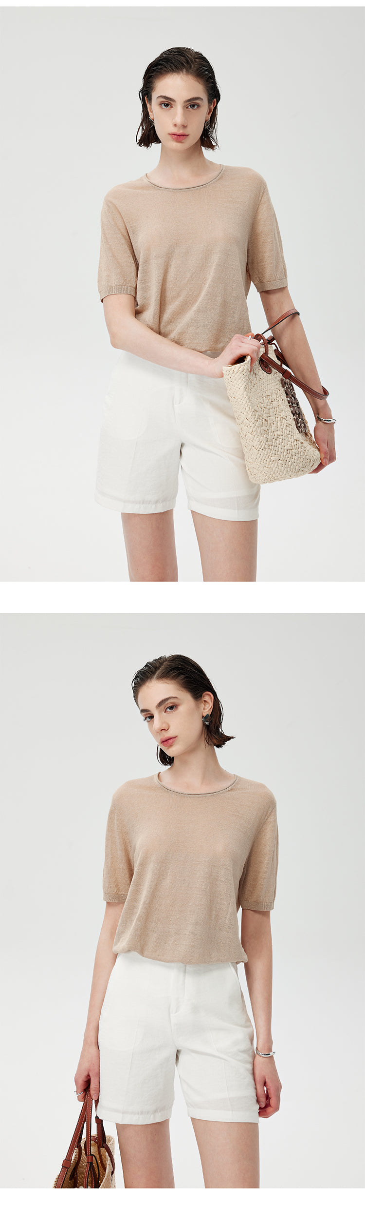 CHENE YI Linen Sun Protection Shirt and Shorts Set