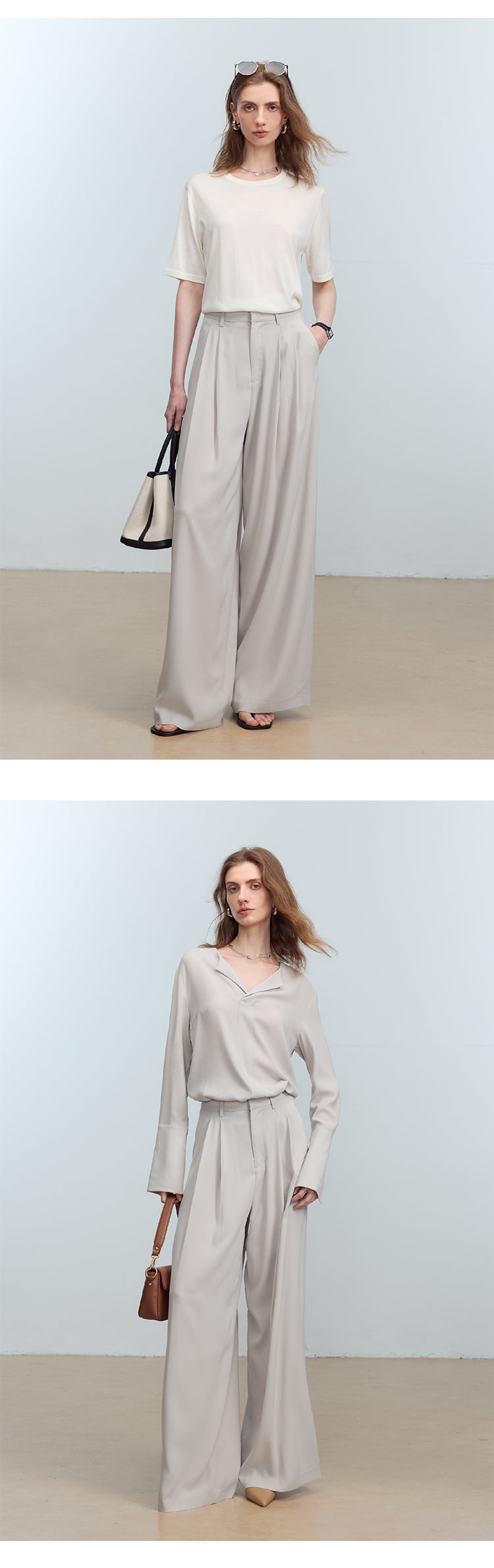CHENE YI Long dress pants with three pleats