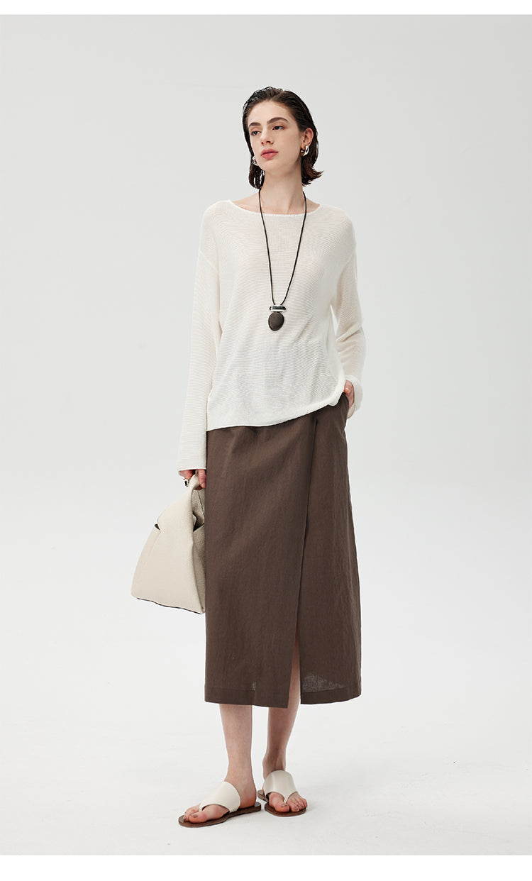 CHENE YI Linen Vest and Half Skirt Set