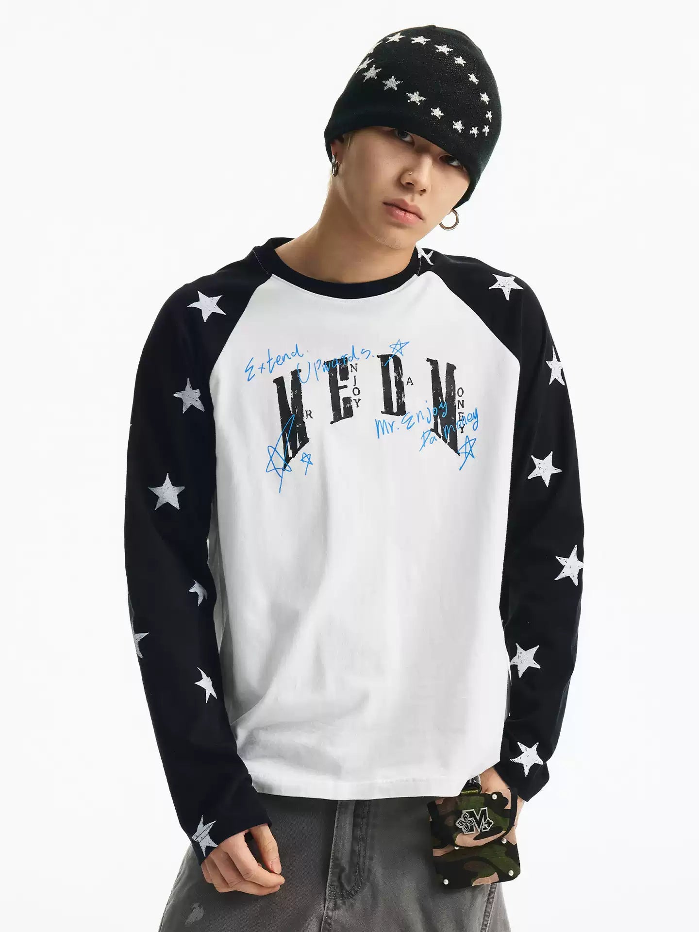 MEDM Spliced Star Pattern Long Sleeve