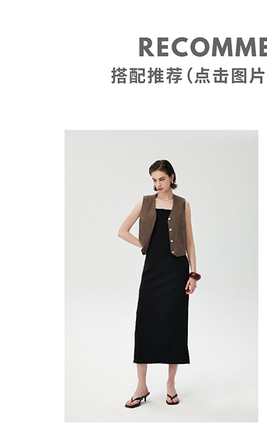 CHENE YI Linen Vest and Half Skirt Set