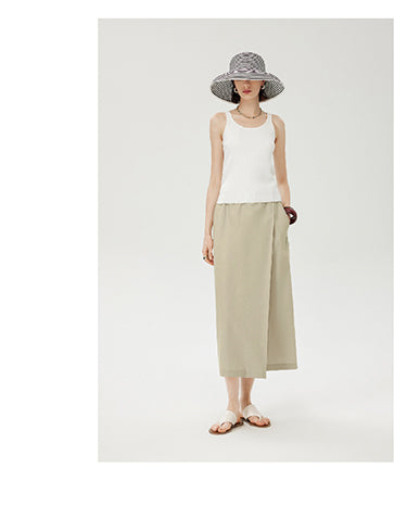 CHENE YI Linen Vest and Half Skirt Set