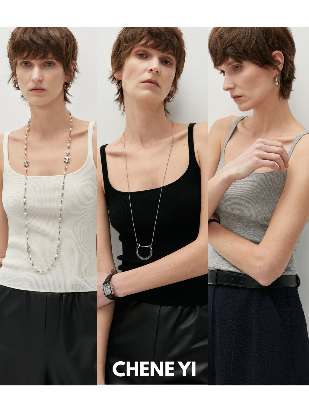 CHENE YI Tencel Cashmere U-shaped Vest