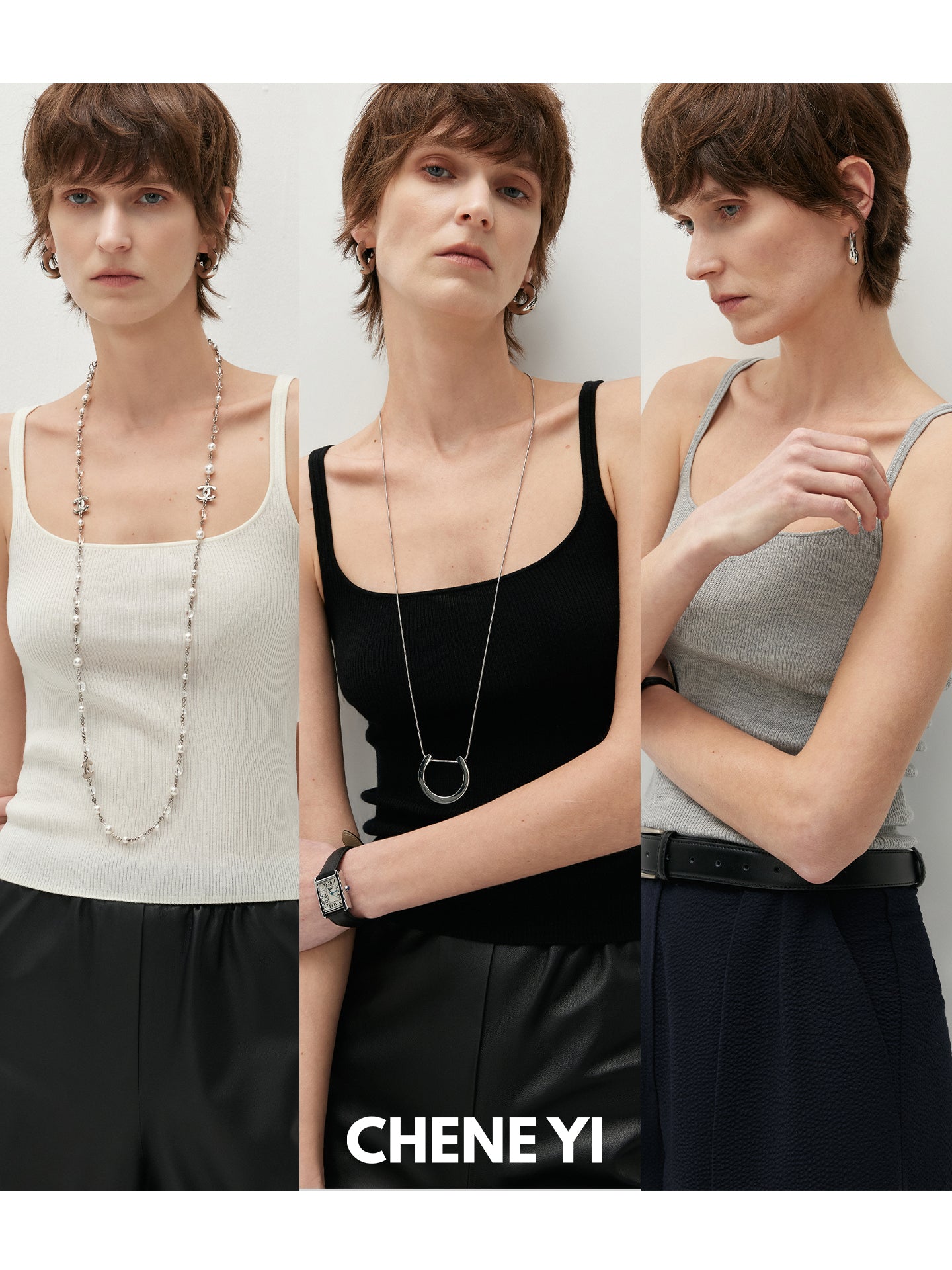 CHENE YI Tencel Cashmere U-shaped Vest