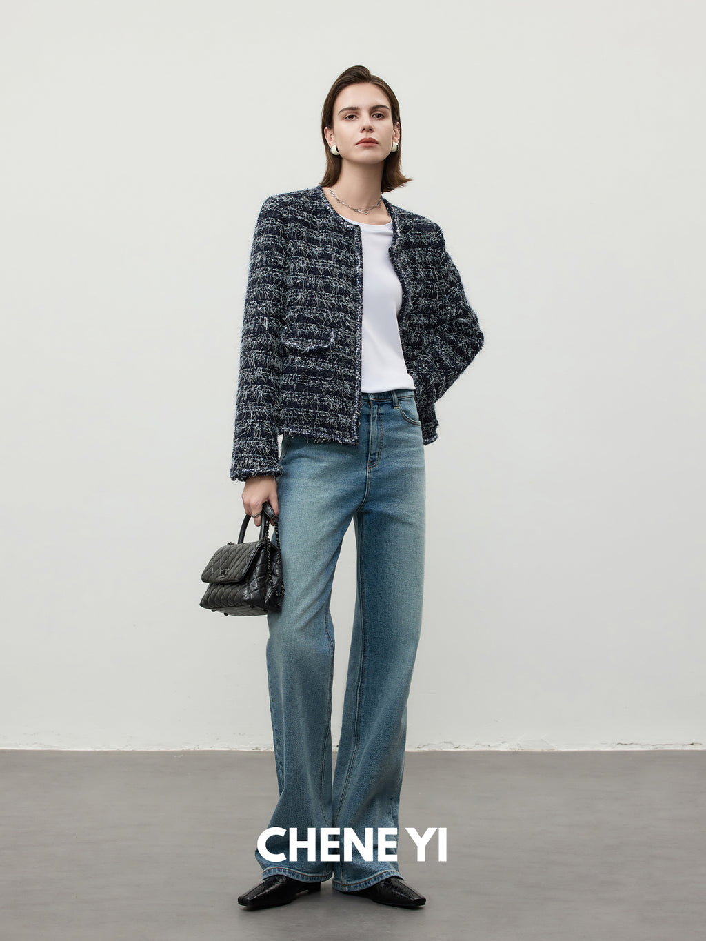CHENE YI Washed Straight-Leg Jeans