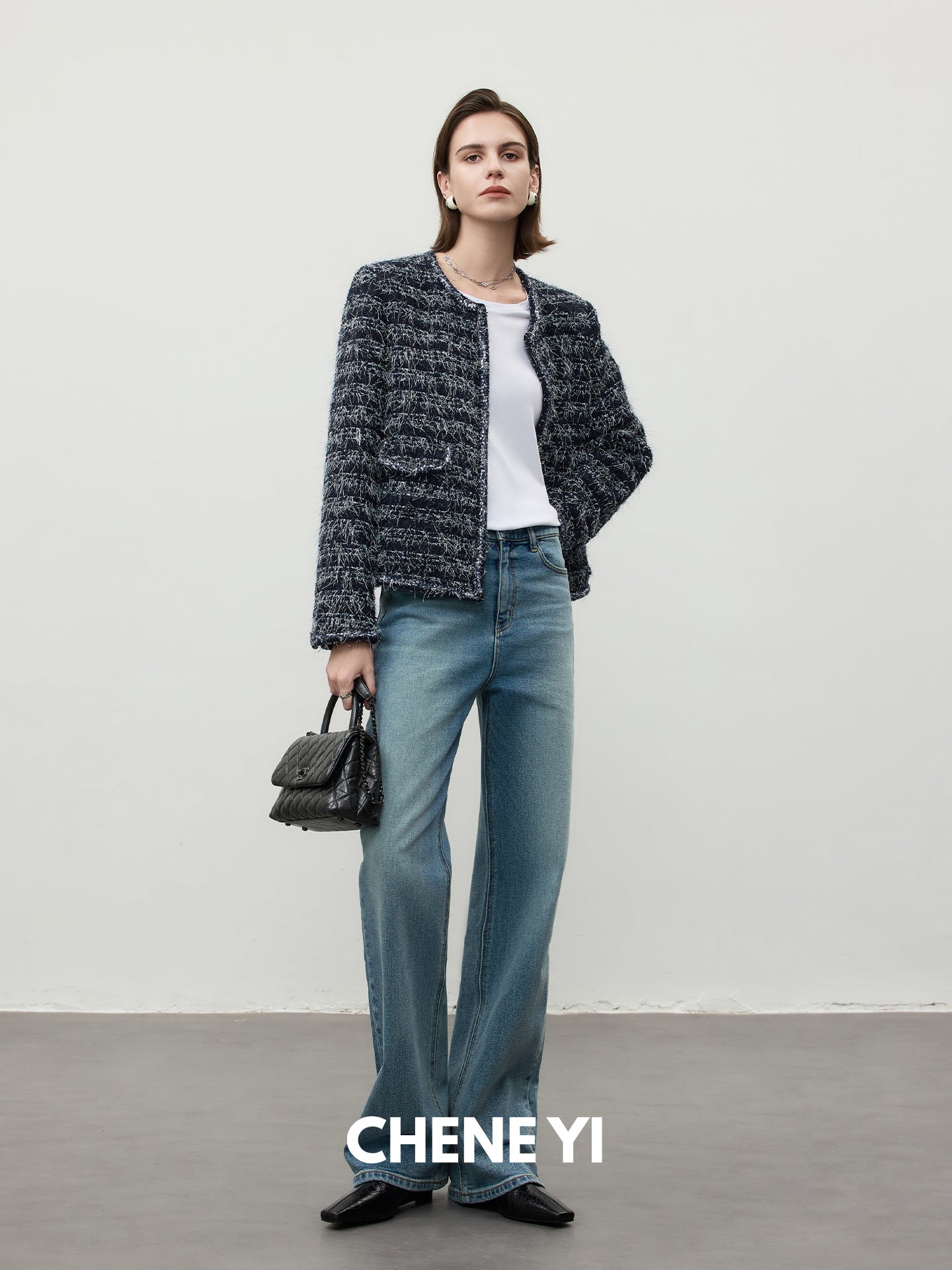 CHENE YI Washed Straight-Leg Jeans