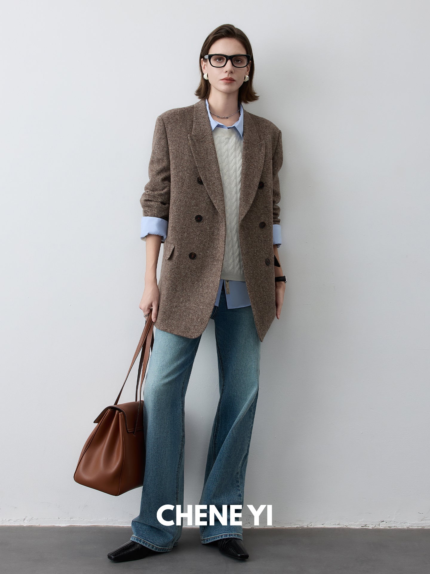 CHENE YI Washed Straight-Leg Jeans