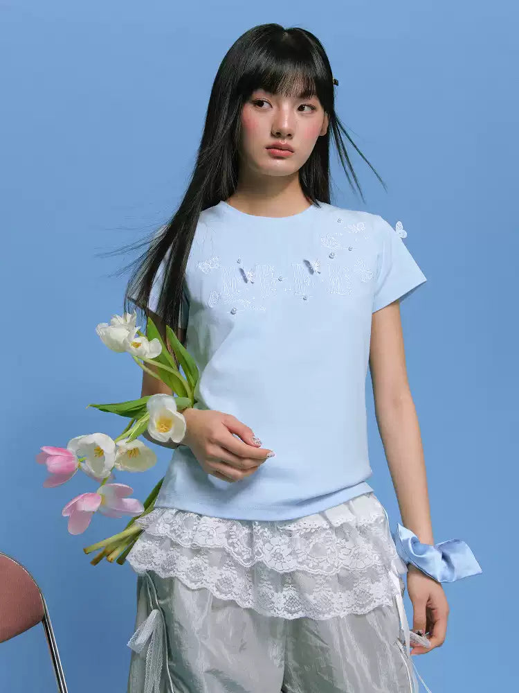 MEDM 3D Butterfly Embroidery T-shirt