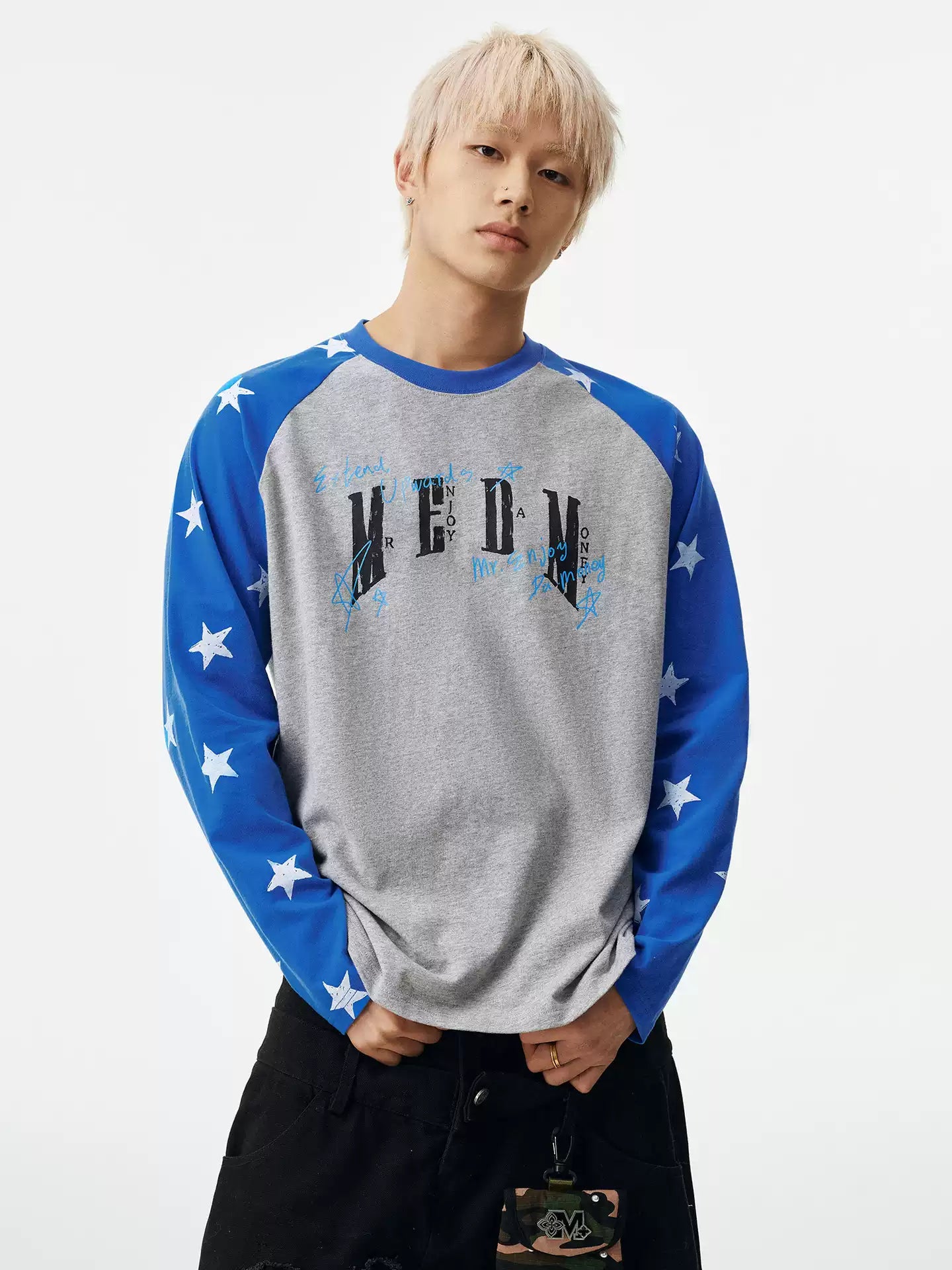 MEDM Spliced Star Pattern Long Sleeve
