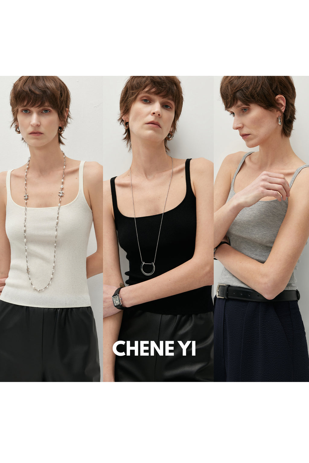 CHENE YI Tencel Cashmere U-shaped Vest