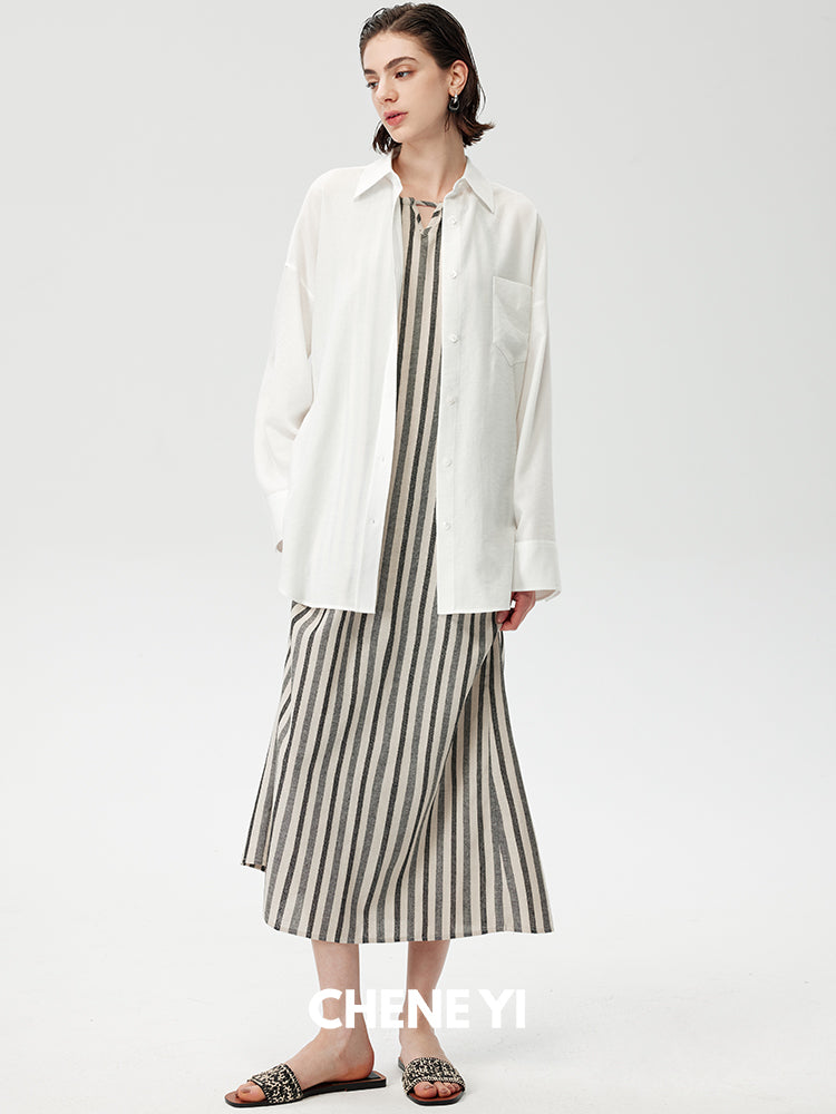 CHENE YI Linen Sun Protection Shirt and Shorts Set