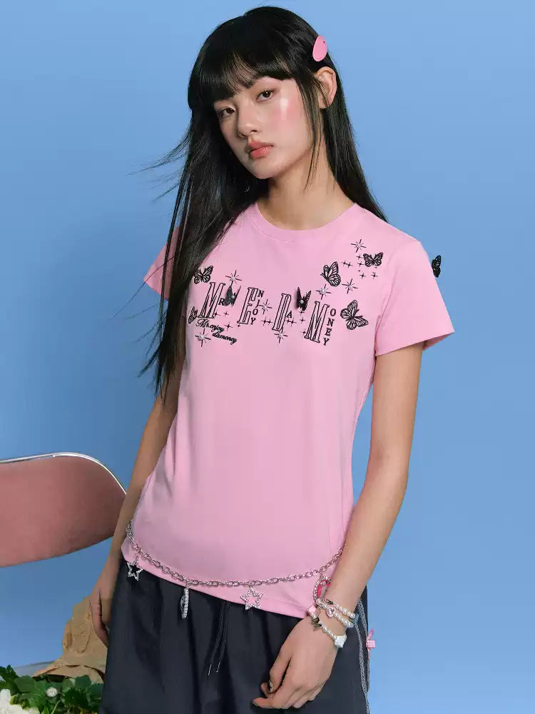 MEDM 3D Butterfly Embroidery T-shirt
