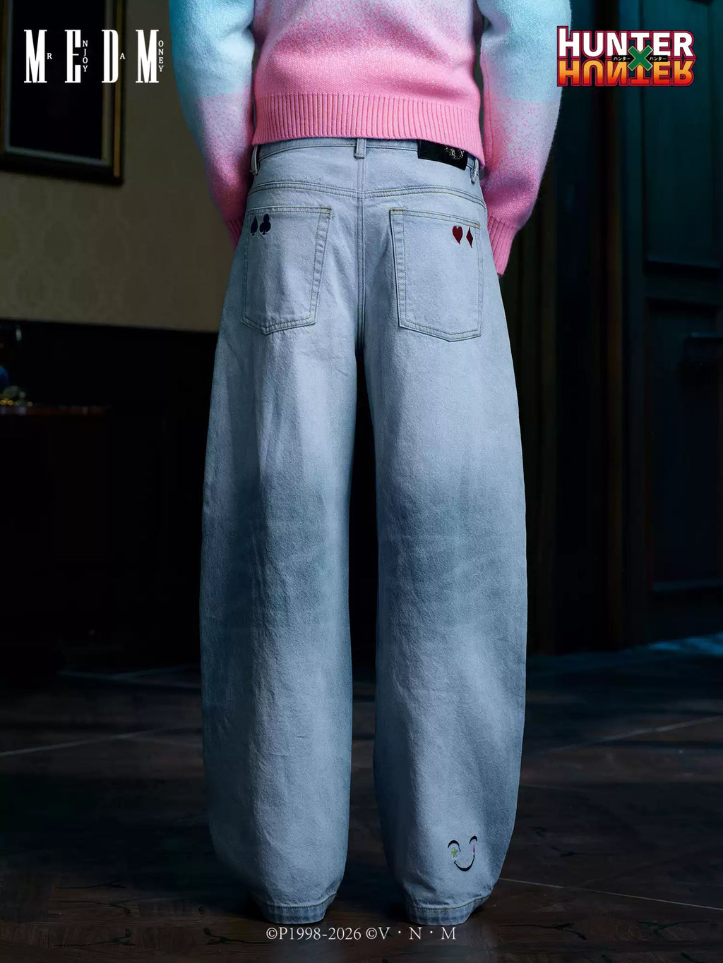 MEDM× Hunter Embroidered wide-leg jeans