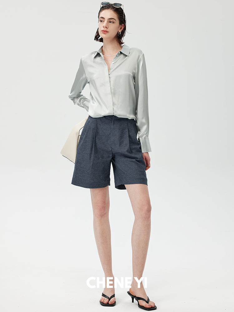 CHENE YI Hemp Shirt and Shorts Set