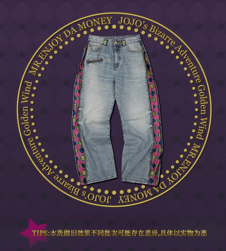 MEDM×JOJO's Bizarre Adventure Golden Wind Zipper jeans