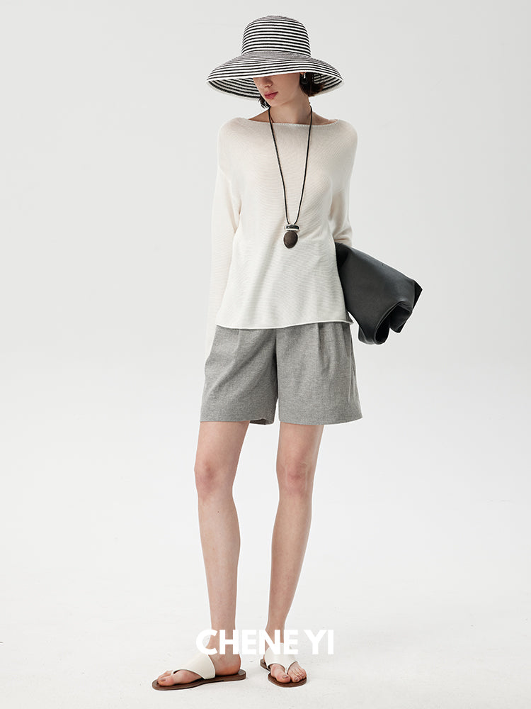 CHENE YI Hemp Shirt and Shorts Set